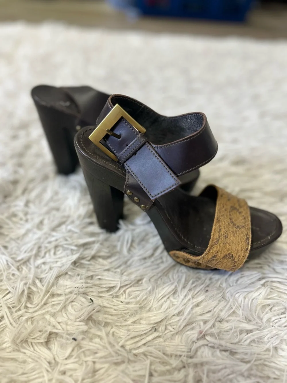 ◾️Y2K Vintage Bruni Collection Wooden Platform 90s Chunky Platform Heel - Picture 6 of 8